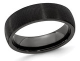 Men's Black Titanium Textured Groove Band Ring (6mm)